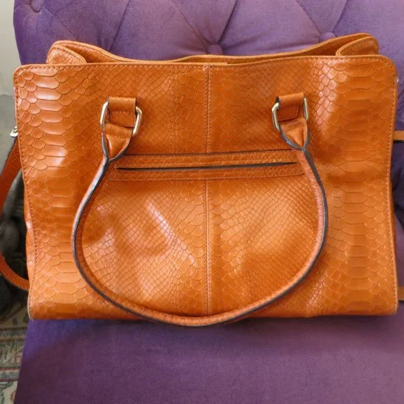 Calvin Klein Leather Bag, Orange Crocodile pattern - Picture 5 of 11